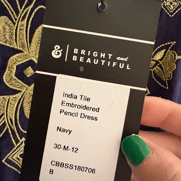 Bright and Beautiful Elegant Navy Size M Dress with Gold Embroidery - Picture 3 of 6